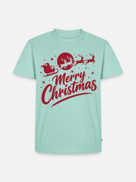 Fröhliche Weihnacht Silhouette Schlitten - Männer Premium Bio T-Shirt - Mint 