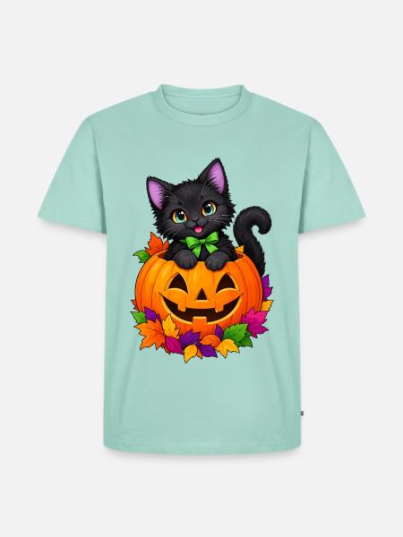 Kätzchen im Kürbis Halloween - Männer Premium Bio T-Shirt - Mint 