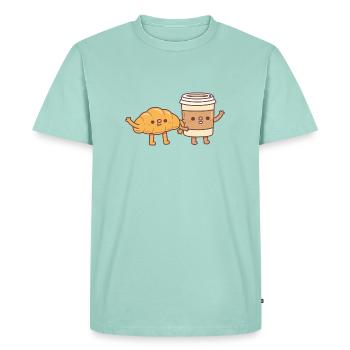 Cute Croissant And Coffee - Men's Premium Organic T-Shirt - mint  - Front - Nico (187cm)