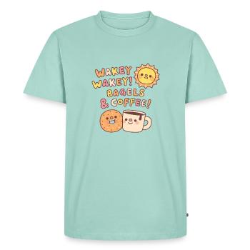 Cute Wakey Wakey Bagels And Coffee And Sun - Men's Premium Organic T-Shirt - mint  - Front - Nico (187cm)