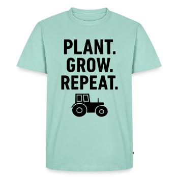 Tractor Farmer Plants Grow Repeat - Men's Premium Organic T-Shirt - mint  - Front - Nico (187cm)