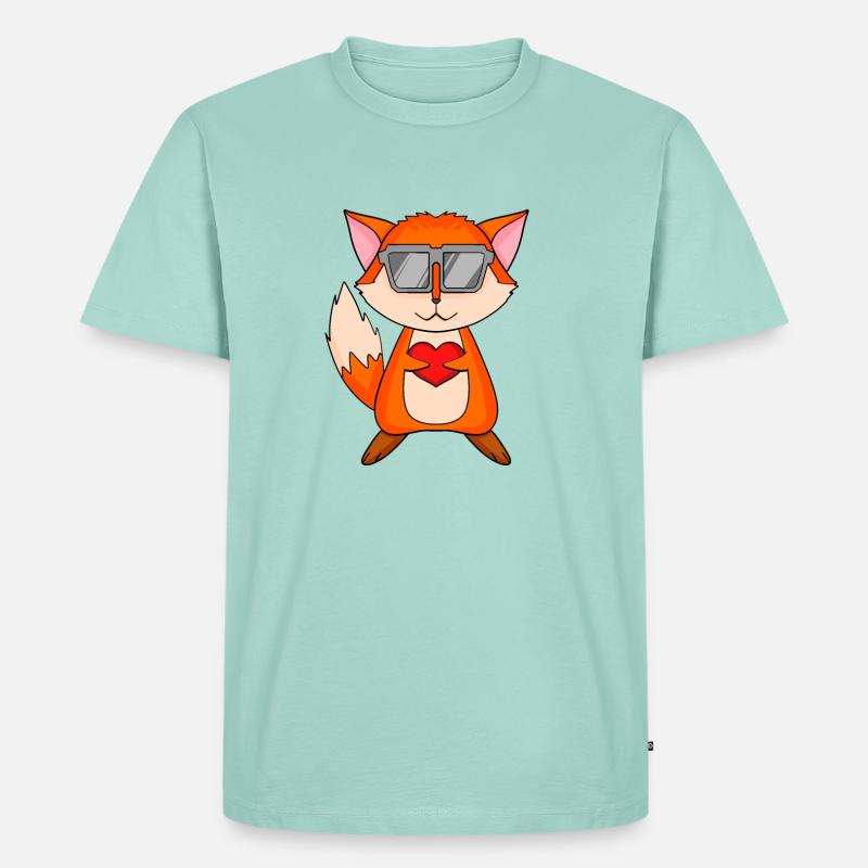 Fuchs mit Sonnenbrille und Herz - Männer Premium Bio T-Shirt - Mint