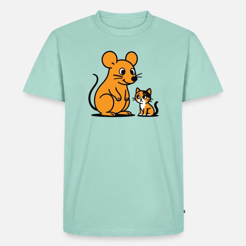 Kuschelige Maus und Kätzchen Duo - Männer Premium Bio T-Shirt - Mint 