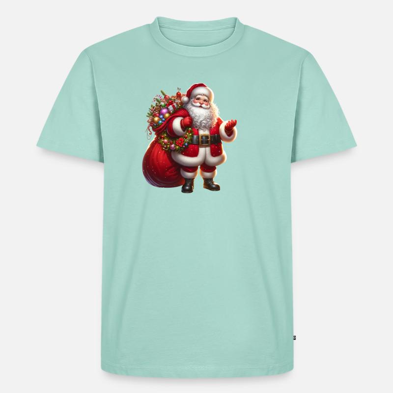 Weihnachtsmann mit Geschenksäckchen - Männer Premium Bio T-Shirt - Mint 