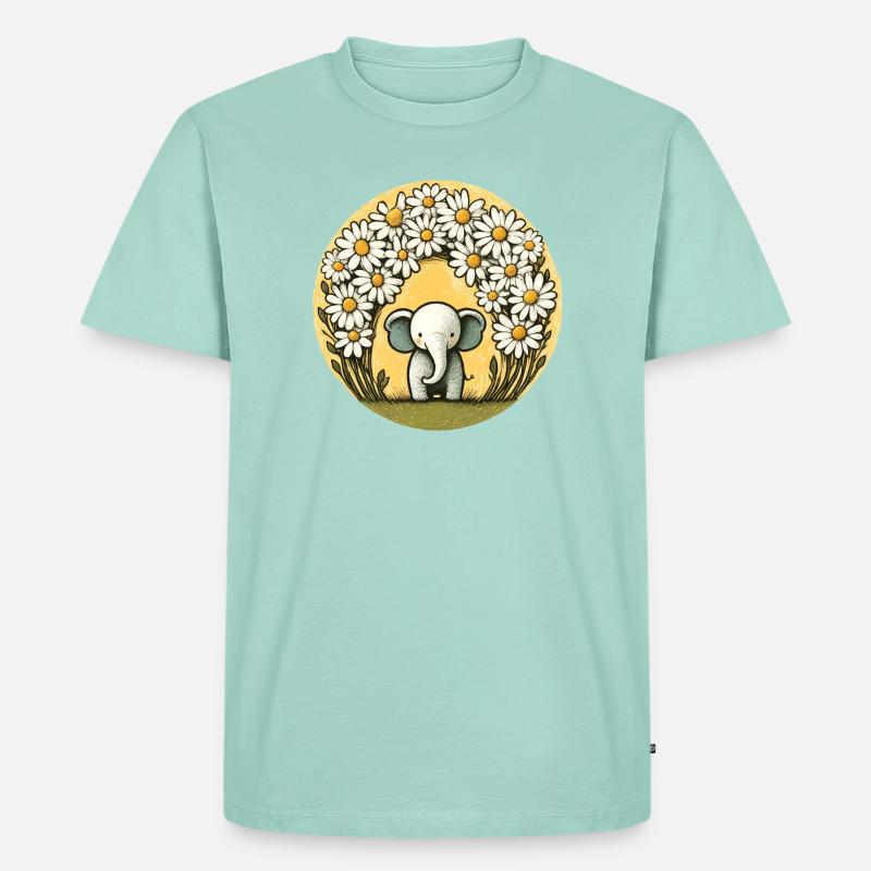 Elefant im Gänseblümchen-Ring - Männer Premium Bio T-Shirt - Mint 
