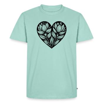 Graphic plant in the heart - Men's Premium Organic T-Shirt - mint  - Front - Nico (187cm)