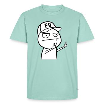 FU Meme avec casquette de baseball (les couleurs peuvent être changées) - T-shirt Premium bio Homme - menthe  - Devant - Nico (187cm)
