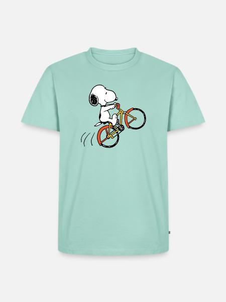 Peanuts Snoopy Mit Fahrrad - Männer Premium Bio T-Shirt - Mint
