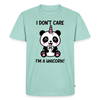Panda Unicorn I Don't Care, I'm a Unicorn - Men's Premium Organic T-Shirt - mint  - Front - Nico (187cm)
