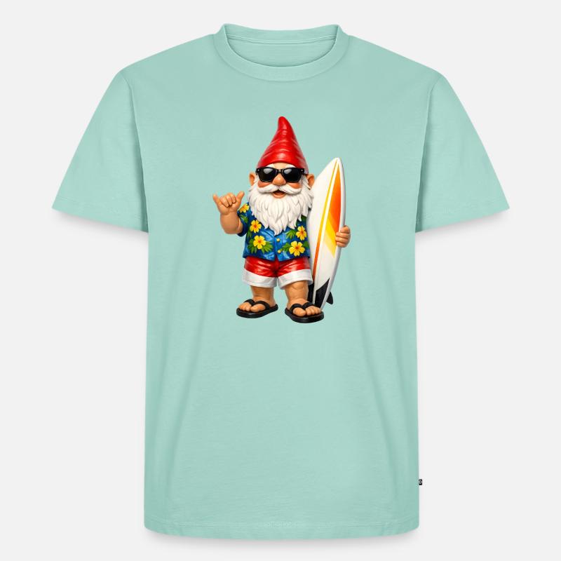 Cooler Gartenzwerg mit Surfbrett - Männer Premium Bio T-Shirt - Mint
