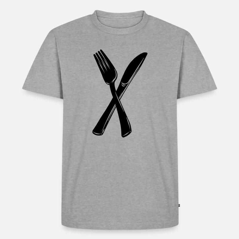 Messer und Gabel - Männer Premium Bio T-Shirt - Grau meliert