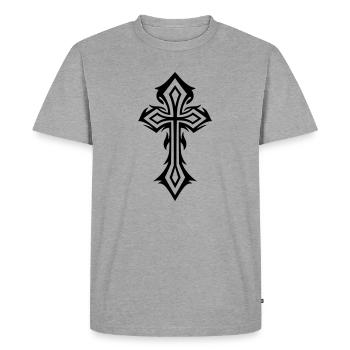 Cross, Crucifix, with thorns, gothic style. - Men's Premium Organic T-Shirt - heather grey - Front - Nico (187cm)