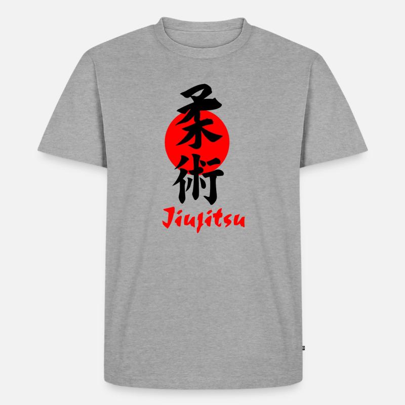 Jiujitsu Logo oder Emblem Kanji schwarz - Männer Premium Bio T-Shirt - Grau meliert