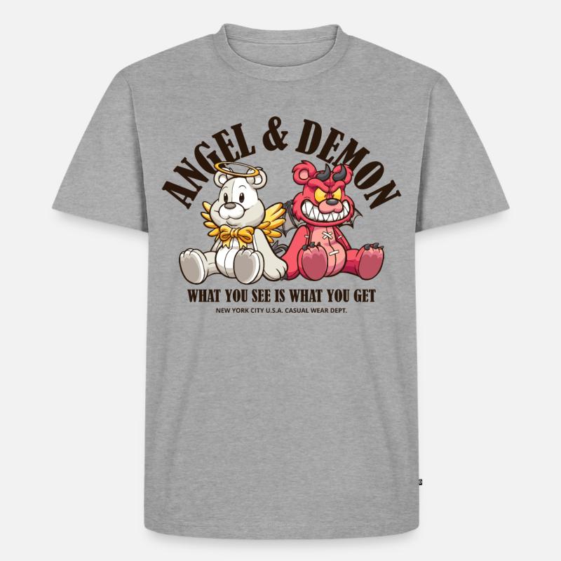 Engel und Dämon - Männer Premium Bio T-Shirt - Grau meliert