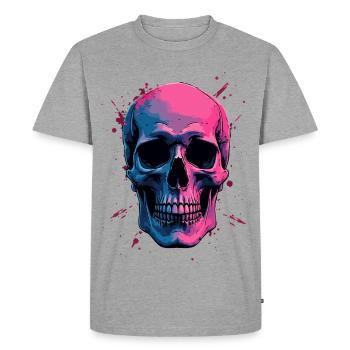 Crâne au néon - T-shirt Premium bio Homme - gris chiné - Devant - Nico (187cm)