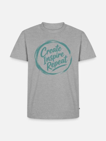 Create Inspire Repeat  - Männer Premium Bio T-Shirt - Grau meliert