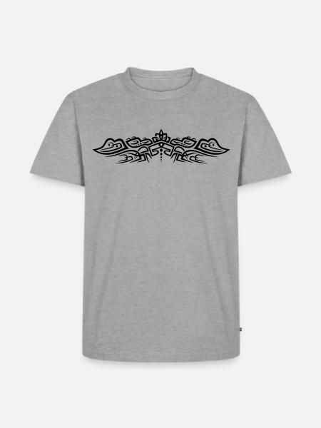 Filigranes Tribal Tattoo mit Krokodilen - Männer Premium Bio T-Shirt - Grau meliert