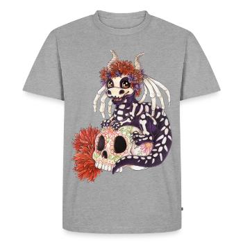 Manga Chibi Dragon La Catrina Jour des Morts - T-shirt Premium bio Homme - gris chiné - Devant - Nico (187cm)