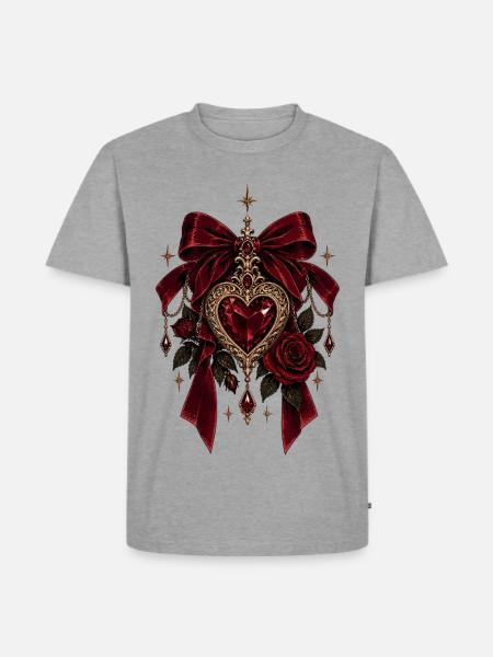 Gothic Heart Dark Romance - Männer Premium Bio T-Shirt - Grau meliert