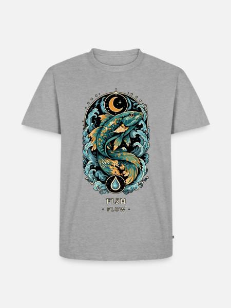 TOTEMFISCHFLUSS - Männer Premium Bio T-Shirt - Grau meliert