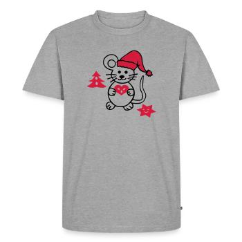 Souris de Noël - T-shirt Premium bio Homme - gris chiné - Devant - Nico (187cm)