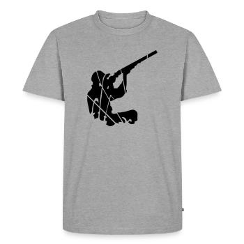 chasseur - T-shirt Premium bio Homme - gris chiné - Devant - Nico (187cm)
