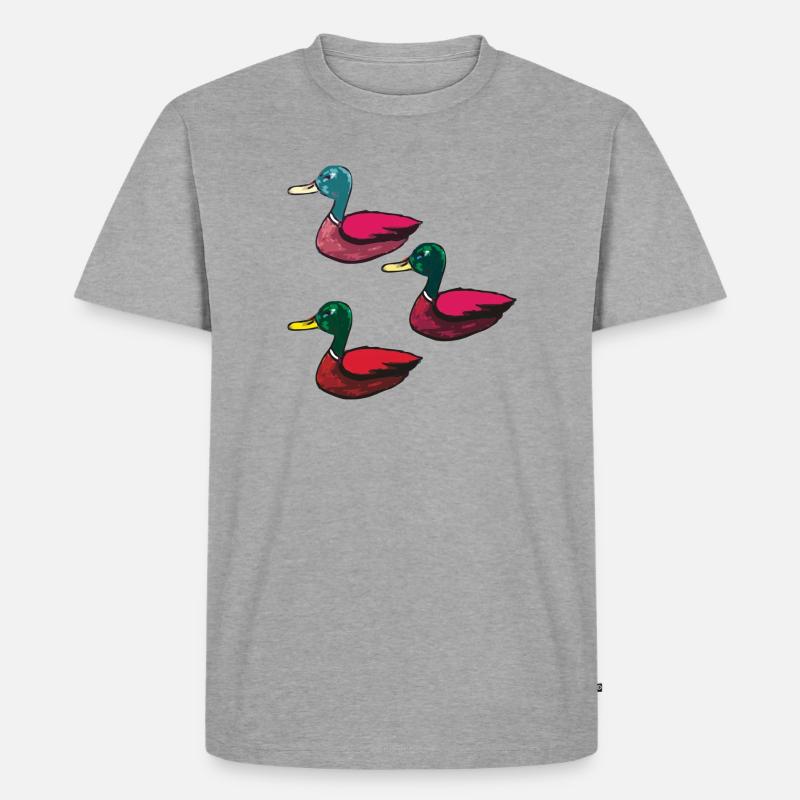 Enten dreierpack - Männer Premium Bio T-Shirt - Grau meliert