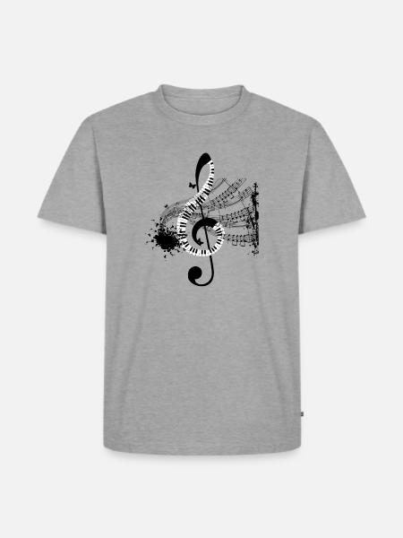 Notenschlüssel aus Klaviertasten - Männer Premium Bio T-Shirt - Grau meliert