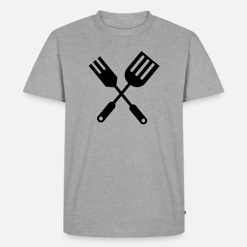 BBQ Küchenbesteck - Männer Premium Bio T-Shirt - Grau meliert