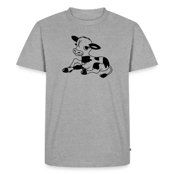 Veau - T-shirt Premium bio Homme - gris chiné - Devant - Nico (187cm)