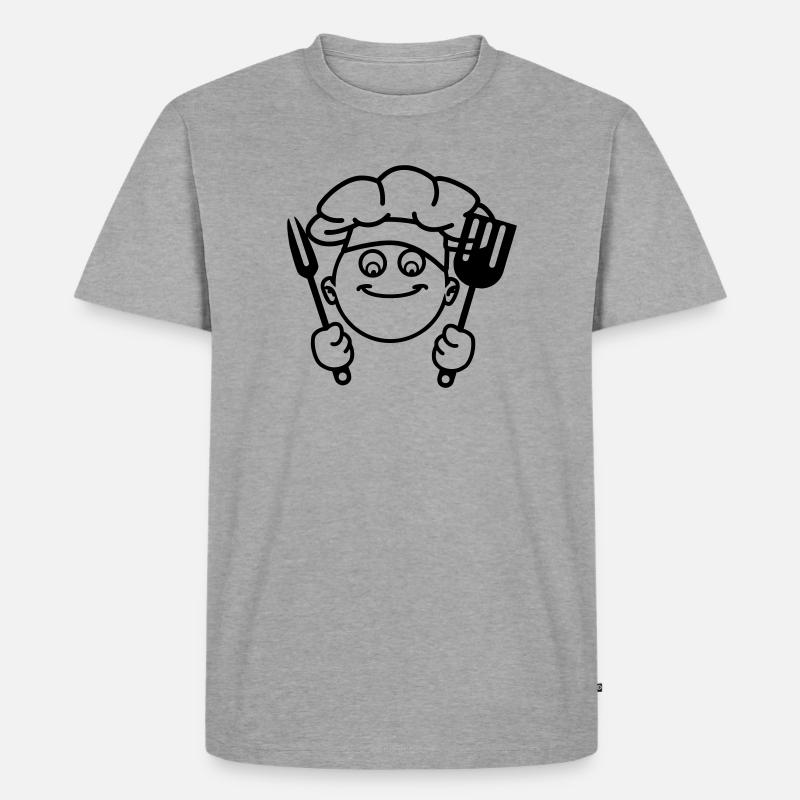 BBQ kochen - Männer Premium Bio T-Shirt - Grau meliert