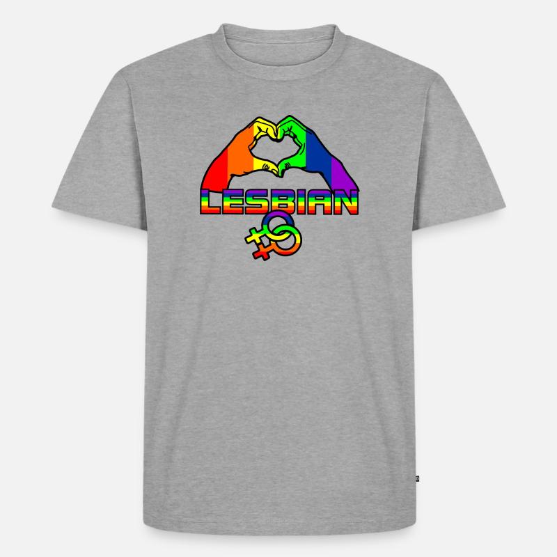 Regenbogen lesbies stolzes Logo 4 - Männer Premium Bio T-Shirt - Grau meliert