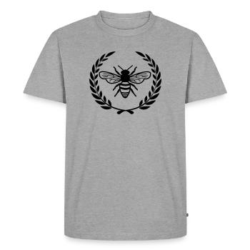 Abeille en couronne de laurier - T-shirt Premium bio Homme - gris chiné - Devant - Nico (187cm)
