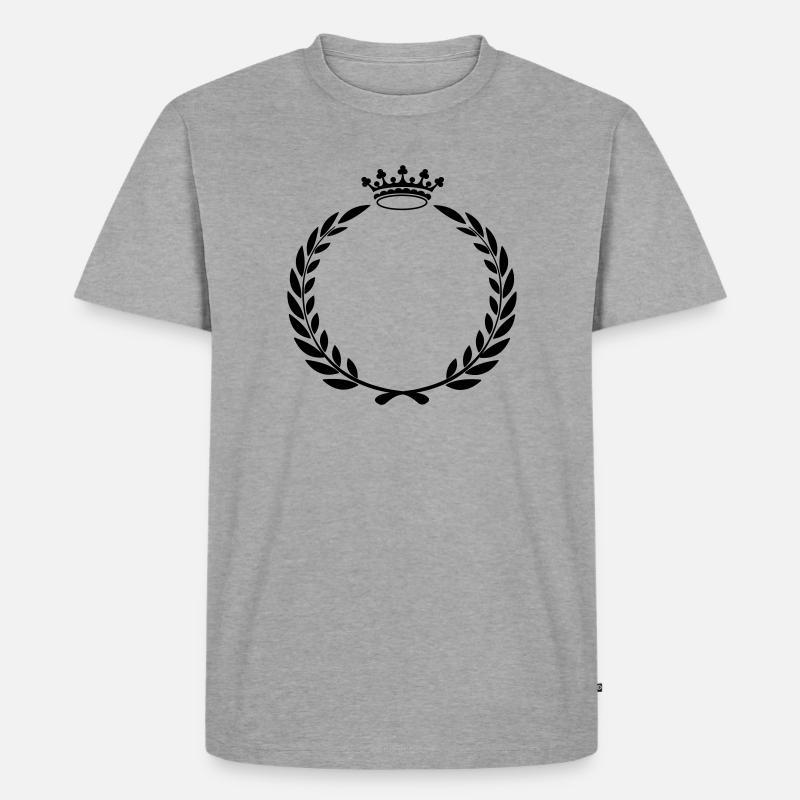 Lorbeerkranz mit Krone - Männer Premium Bio T-Shirt - Grau meliert