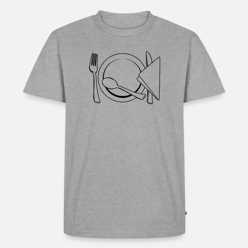 Besteckteller Serviette - Männer Premium Bio T-Shirt - Grau meliert