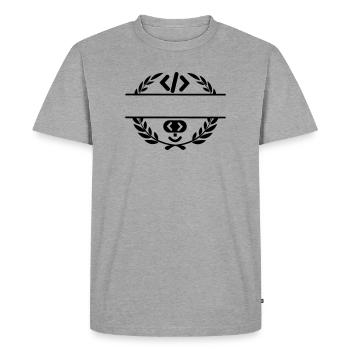 Code logo and code smiley in laurel wreath - Men's Premium Organic T-Shirt - heather grey - Front - Nico (187cm)