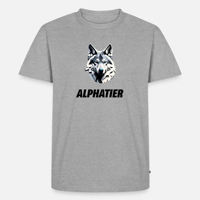 Wolfskopf Alphatier - Männer Premium Bio T-Shirt - Grau meliert
