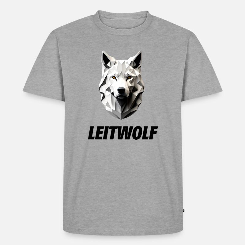 weißer Kopf vom Leitwolf - Männer Premium Bio T-Shirt - Grau meliert