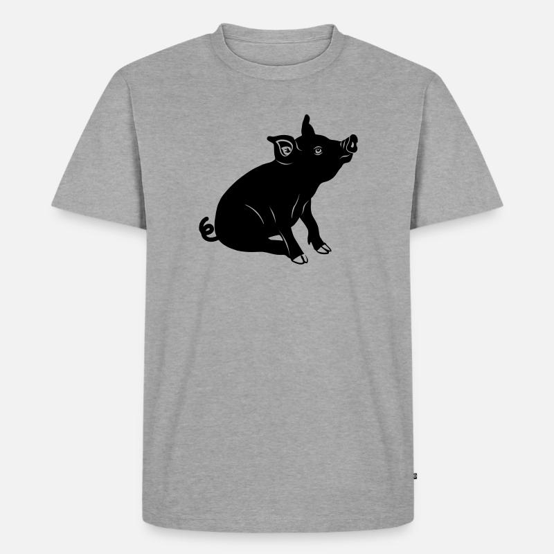 Schweinssitz-Logo Schattenbild - Männer Premium Bio T-Shirt - Grau meliert
