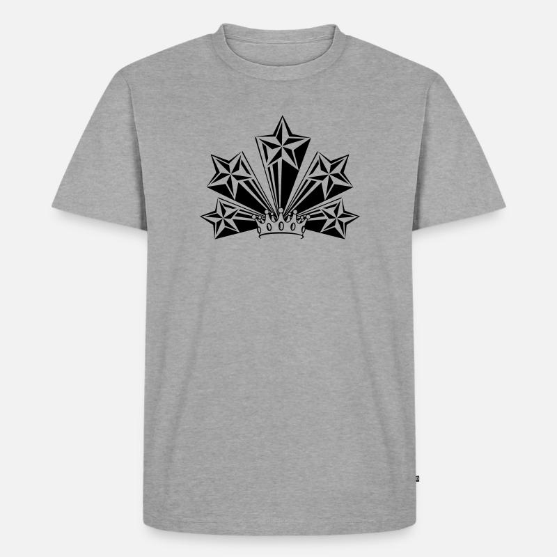 Transparente Krone mit vier großen Sternen - Männer Premium Bio T-Shirt - Grau meliert
