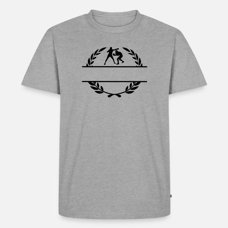 Boxer im Kampf im Lorbeerkranz - Männer Premium Bio T-Shirt - Grau meliert