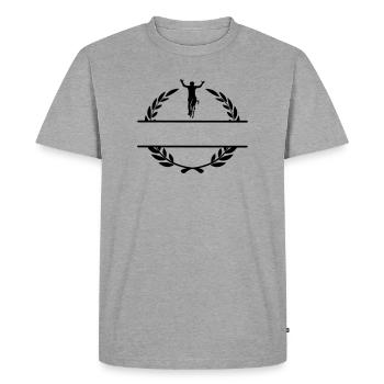 Cyclist winner in laurel wreath - Men's Premium Organic T-Shirt - heather grey - Front - Nico (187cm)