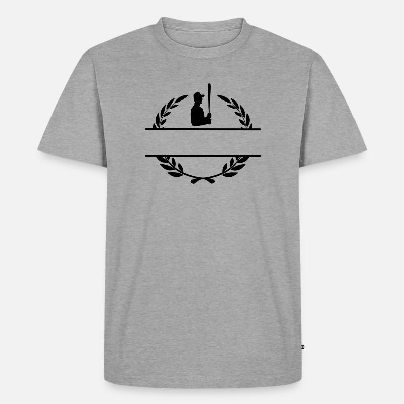 Baseball-Hitter im Lorbeerkranz-Monogramm - Männer Premium Bio T-Shirt - Grau meliert