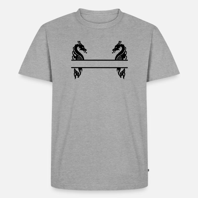 Wikinger zwei Drachen - Männer Premium Bio T-Shirt - Grau meliert