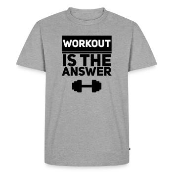 L’entraînement est la réponse - Motivation pour la forme physique - T-shirt Premium bio Homme - gris chiné - Devant - Nico (187cm)