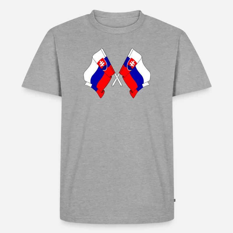 Zwei Flaggen Slowakei - Männer Premium Bio T-Shirt - Grau meliert