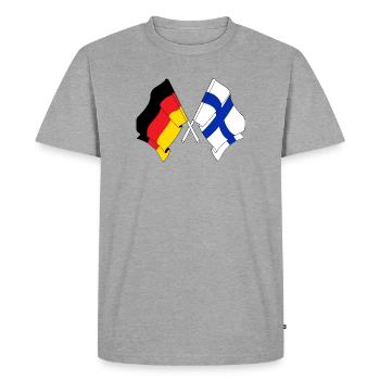 Deux drapeaux croisés de l’Allemagne, drapeau de la Finlande - T-shirt Premium bio Homme - gris chiné - Devant - Nico (187cm)