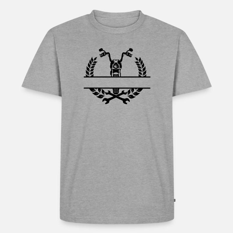 Motorradmechaniker- oder Werkstattlogo - Männer Premium Bio T-Shirt - Grau meliert