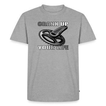 Crank Up Your Life design for bike lovers - Men's Premium Organic T-Shirt - heather grey - Front - Nico (187cm)