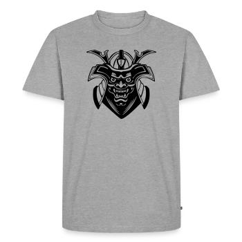 Conception du masque Shadow Menpō - T-shirt Premium bio Homme - gris chiné - Devant - Nico (187cm)